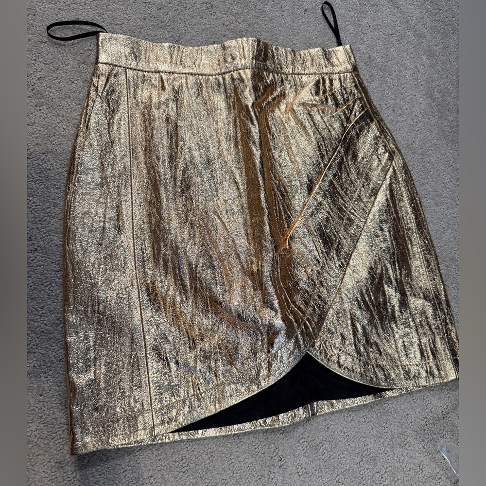 ZADIG & VOLTAIRE NWT Julipe Skirt gold goat leather 36 - Picture 2 of 4